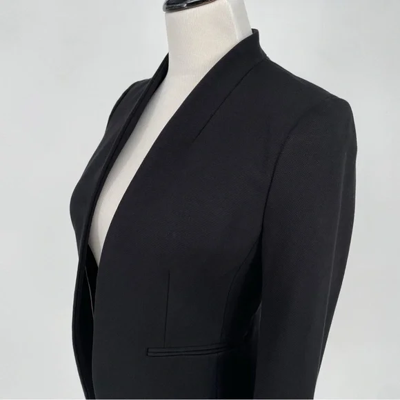 J. CREW 365 Black Going Out Blazer Open Front Minimalist Office Size 4 Petite - Picture 6 of 13